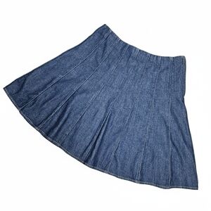 Jones New York Size 12P Skirt Blue Denim Vintage Paneled A Line 100% Cotton Midi